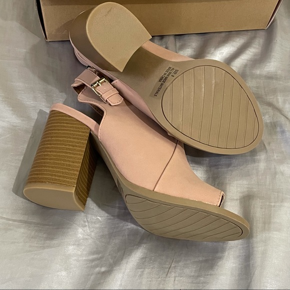 blush sling back open toe chunky heel bootie - Picture 8 of 8